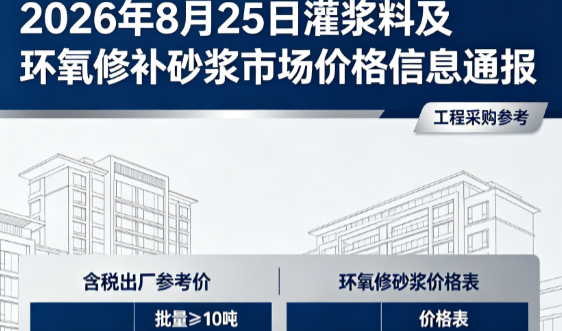会东2026年8月25日灌浆料及环氧修补砂浆市场价格信息通报